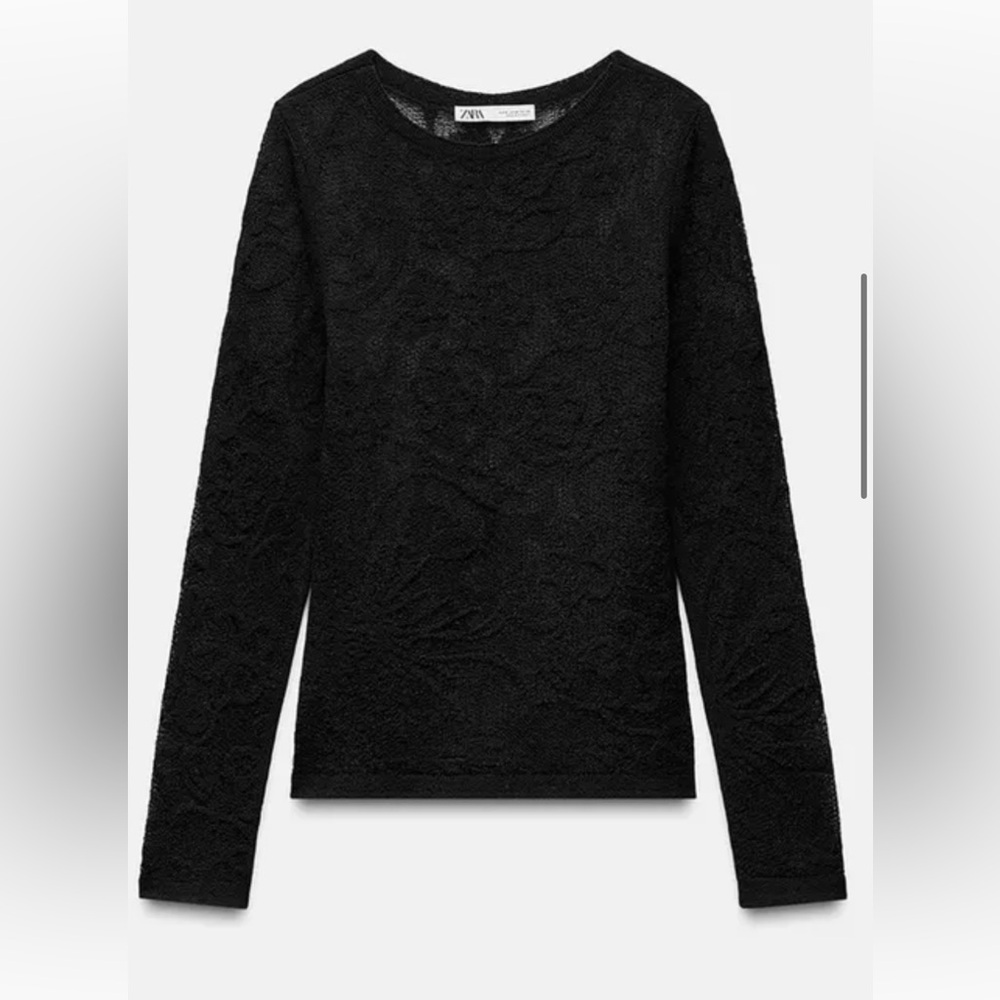 Zara floral knit top XL black